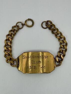 Vintage 1941 Shaughnessy Club ID Bracelet Hidden Photo Locket Curb Chain - READ
